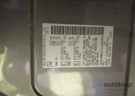 2015 Infiniti Qx60 from USA, damaged, VIN 5N1AL0MM5FC550094